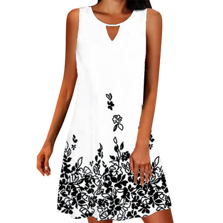 CLZOUD Womens Fashion Dresses White Polyester Spandex Fashion Women Loose Contrast Print Short Sleeves V Neck Casual Long Dress Xl