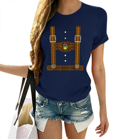 GWAABD Womens Tops Funny T Shirt Print for Women Short Sleeve Tops Cwer Neck Shirts Casual Blouse