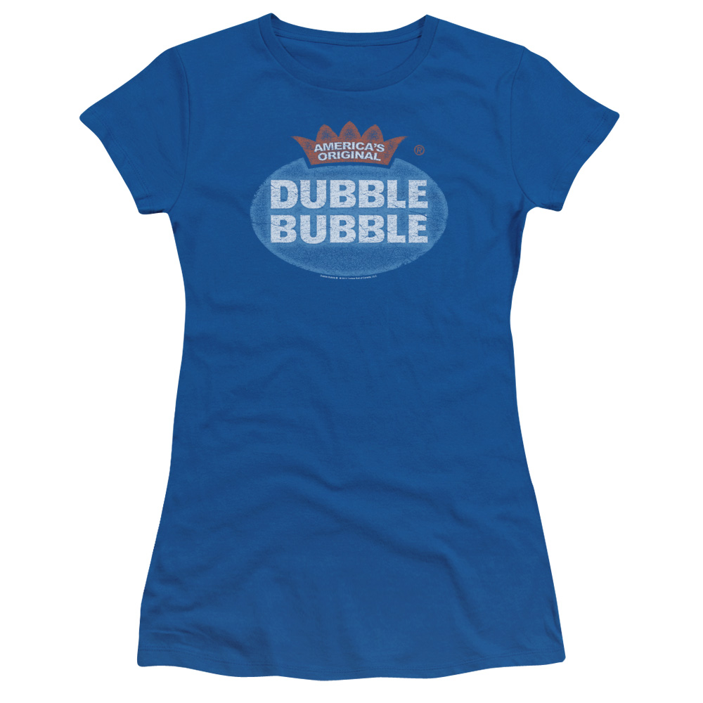 Dubble Bubble - Vintage Logo - Short Sleeve Junior Sheer - Royal Blue T-shirt