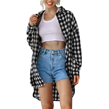 GWAABD Long Sleeve Shirts Women Aztec Shacket Long Sleeve Button Down Collared Shirt Jacket Tops with Pockets