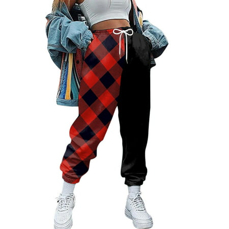 GWAABD Yoga High Waisted Pants Womens Christmas Print Sweatpants Baggy Cotton Casual Joggers High Waist Pant Winter Clothing with Pockets