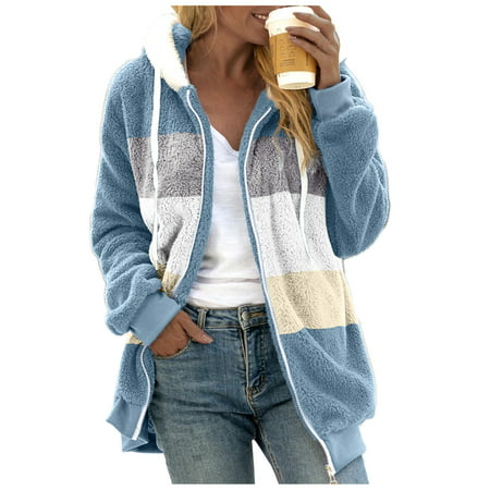 GWAABD Dressy Coat for Women Women S Warm Thickened Overcoat Warm Solid Color Splicing Winter Lined Hoodie Snow Coat Jacket Outwear with Zipper