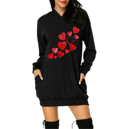 GWAABD Blazer Dress for Women Women S Fashion Printed Hoodie Bag Pocket Print Hoodie Fashion Dress