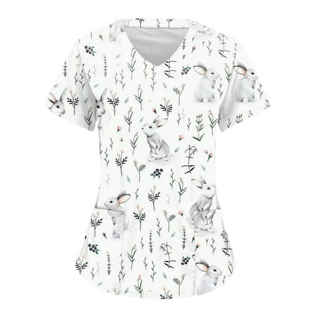 CLZOUD Women S Dressy Blouses Grey Womens Print Short Sleeve V Neck Workwear T Shirt Top Blouse with Pockets Xxl
