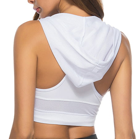 GWAABD Padded Crop Cami Top Women Fashion Hoodie Sports Bra Crop Top Fitness Sportswear Sport Top Gym Bras Running Workout Tanks Bra Tops