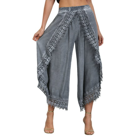 GWAABD High Waisted Cargo Pants Women Womens Casual High Waist Solid Color Loose High Waist Lace Harem Leg Loose Leggings
