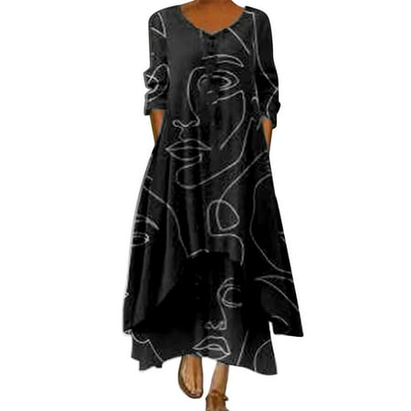 GWAABD Summer Women Dresses Dresses Women Dress Bohemian Plus Size Floral Print Summer Beach Women Dresses for Mother of Bride Wedding Guest Dress