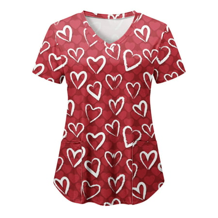 CLZOUD Women S Summer T Shirt Women Print Short Sleeve V Neck Solid Shirts Blouse Tops with Pockets Top S