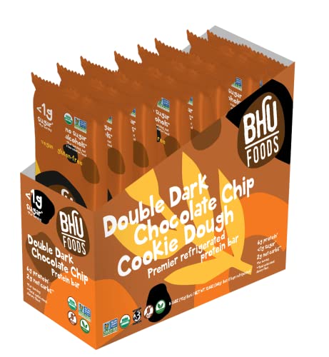 BHU Cookie Dough Keto Protein Bars, Double Dark Chocolate, Ultra Creamy Refrigerated Keto Snacks - 2g Net Carbs, 1g Sugar (8 Bars) thumbnail