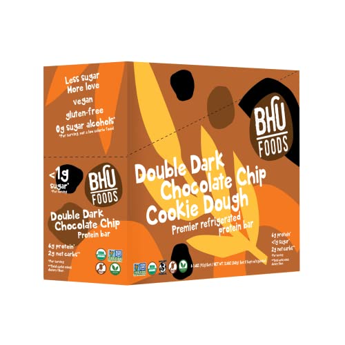 BHU Cookie Dough Keto Protein Bars, Double Dark Chocolate, Ultra Creamy Refrigerated Keto Snacks - 2g Net Carbs, 1g Sugar (8 Bars) thumbnail
