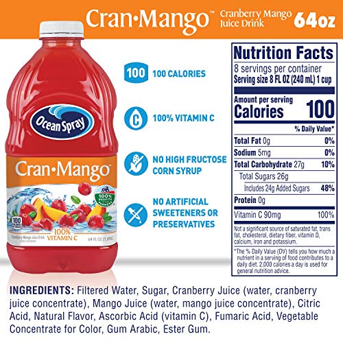 Ocean Spray Cranberry Mango Juice Drink, 64 Fluid Ounce (Pack of 8) thumbnail