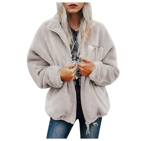 GWAABD Winter Jackets Women Oversize Hooded Sweatshirt Winter Warm Wool Jackets Cotton Coat Warm Thicken Outwear with Pockets