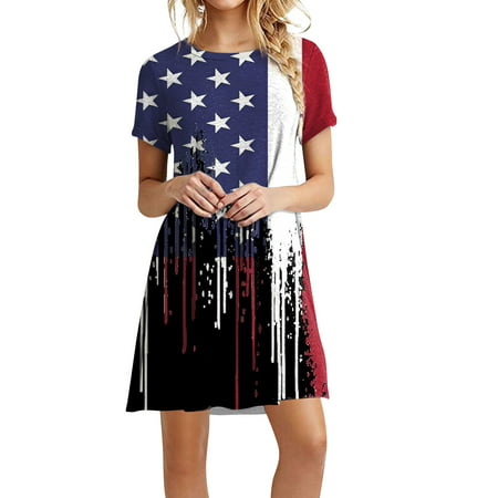 Perfect Summer Gift HIMIWAY Maxi Cheap MIDI Wedding Guest Plus Size Women 3460 Summer Loose Casual Large Size Independence Day V-Neck Sleeveless Dress