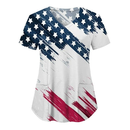 CLZOUD Womens Dress Blouses Dress Shirts for Women Trendy White Women S Summer Printed Care V Neck T Shirt S