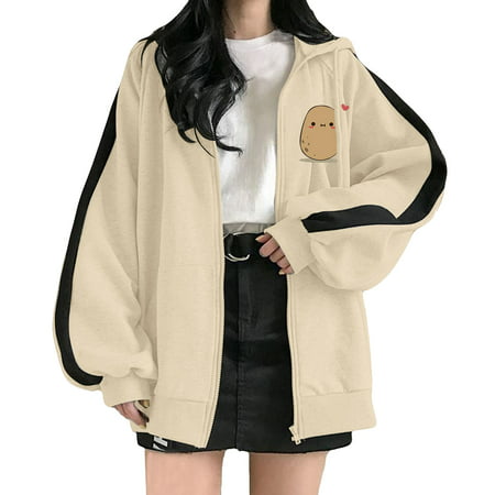 GWAABD Sweatshirt for Women Funny Womens Zip up Hoodie Fashion Oversized Plain Hoodies Comfy Plus Size Sweatshirts Cute Jackets for Teen