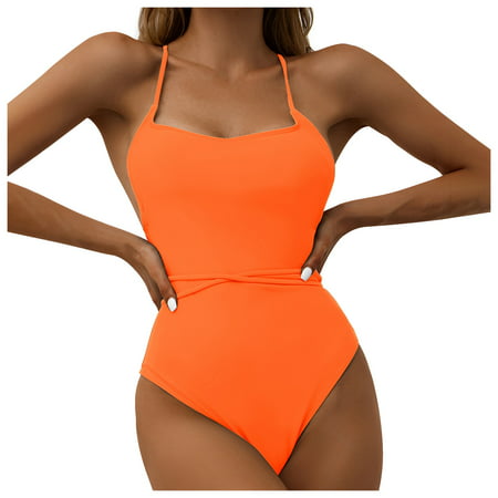 GWAABD Womens Halter Padded Top Push up Bikini Conservative Solid Women S Piece Swimsuit Slim One- Color High Waist Slim Swimwears