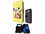 Samsung Galaxy S7 Edge G935 Edge Flip Case Credit Card Holder Cover Book Style 1136 - Cat Animal Drawing Yellow