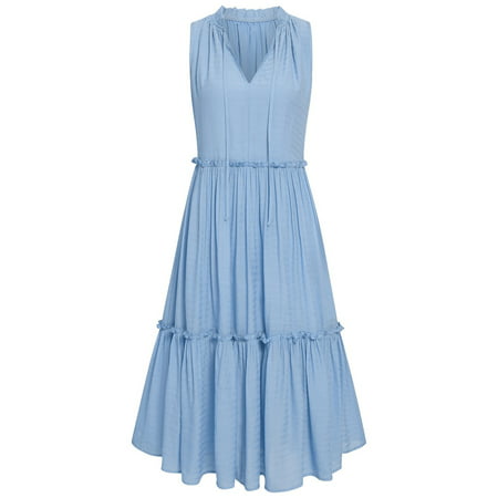 CLZOUD Cute Dresses for Women Blue Polyester Women Dresses Sleeveless Bodycon Dress Wrap Slim Fit Party Evening Dresses Long Dress M