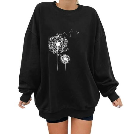 GWAABD Casual Sweatshirt Womens Sweatshirt Loose Short Crew Neck Long Sleeve Printed Shirt Pullover Sweatshirt