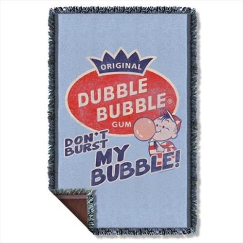 Trevco DBL153-TAP1-0 36 X 60 in. Dubble Bubble and Burst Bubble Woven Throw - White
