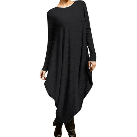 GWAABD Print Dress Tiered Ruffle Dress Women S New Irregular Loose Large Dress Long Skirt