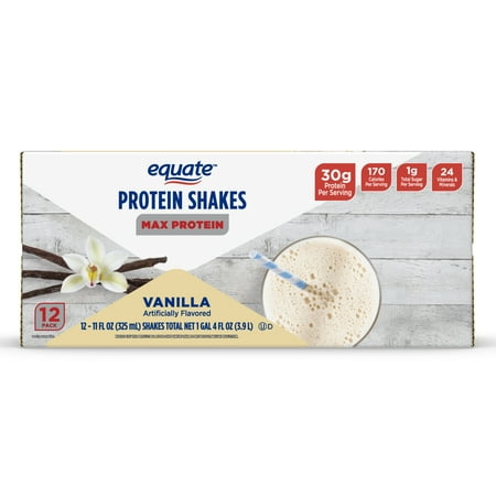 (BBD:APR/04/2027 )) Equate Max Protein Nutrition Shake  Vanilla Flavored  12 Pack (11 Fl Oz)