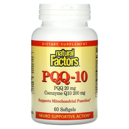Natural Factors  PQQ-10  PQQ 20 Mg  CoQ10 200 Mg  60 Softgels