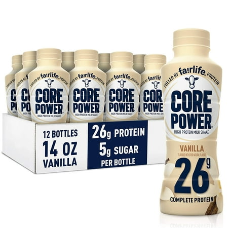 Fairlife Core Power 26g Protein Milk Shakes  Ready to Drink for Workout Recovery  Vanilla  14 Fl Oz (Pack of 12)