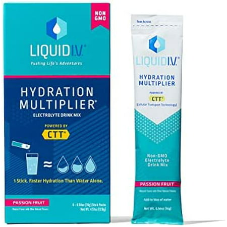 Liquid I.V. Hydration Multiplier - Passion Fruit - Hydration Powder Packets | Electrolyte Drink Mix | Easy Open Single-Serving Stick | Non-GMO | 8 Sti
