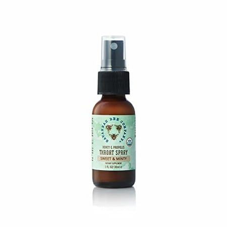 Savannah Bee Company Sweet & Minty Propolis Spray 1 Fl Oz! Natural Throat Soother! Blend 5-Ingredient Bee Honey Throat Spray! Gluten Free  Nut Free an