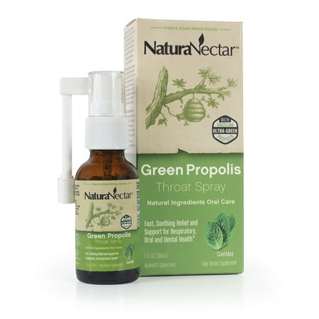 NaturaNectar, Green Propolis Throat Spray, Age 2yrs+, Cool Mint, 1 Fl Oz (30 Ml)