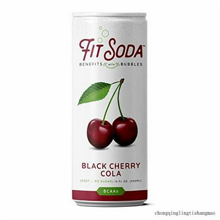 FIT SODA ORIGINAL - Black Cherry Cola Zero Calorie Recovery Soda  Hydrating Electrolytes & Bcaas for Energy  Great Flavor  No Sugar  Caffeine-Free  Gl