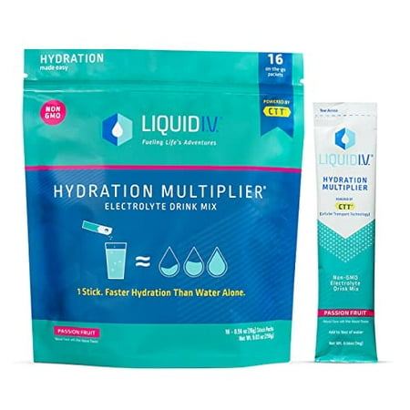 Liquid I.V. Hydration Multiplier - Passion Fruit - Hydration Powder Packets | Electrolyte Drink Mix | Easy Open Single-Serving Stick | Non-GMO | 16 St