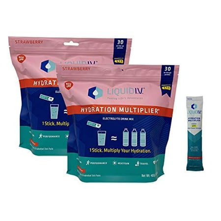 Liquid I.V. Hydration Multiplier  Electrolyte Powder  Easy Open Packets  Supplement Drink Mix (Strawberry 60 Count)
