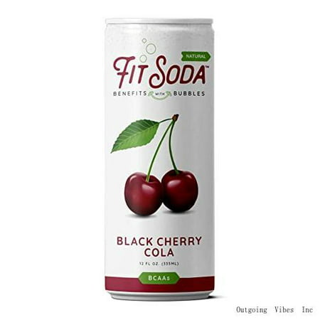 FIT SODA NATURAL - Black Cherry Cola Zero Calorie ALL NATURAL Soda  Hydrating Electrolytes & Bcaas for Energy  Great Flavor  No Sugar  Caffeine-Free  
