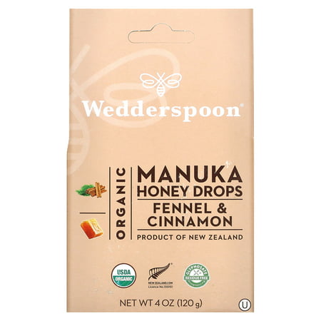 Wedderspoon  Organic Manuka Honey Drops  Fennel Cinnamon  4 Oz (120 G)
