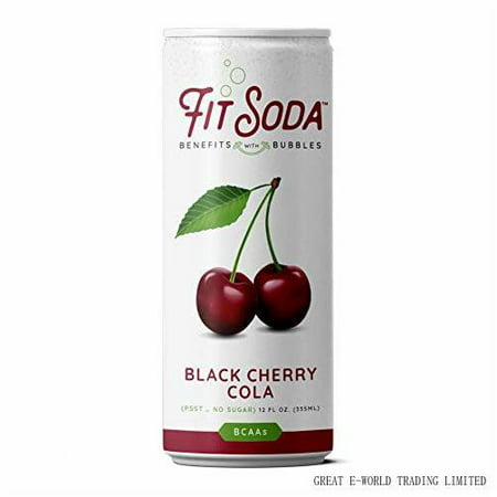 FIT SODA ORIGINAL - Black Cherry Cola Zero Calorie Recovery Soda  Hydrating Electrolytes & Bcaas for Energy  Great Flavor  No Sugar  Caffeine-Free  Gl