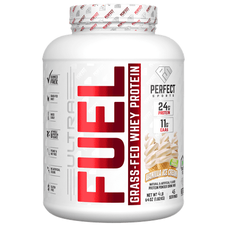 PERFECT Sports, Ultra Fuel, Grass-Fed Whey Protein, Vanilla Ice Cream, 4 Lb (1.82 Kg)