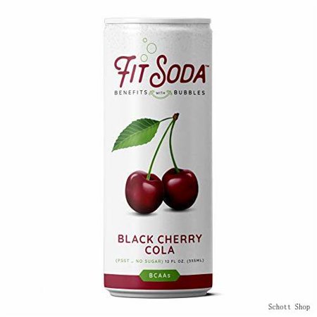 FIT SODA ORIGINAL - Black Cherry Cola Zero Calorie Recovery Soda  Hydrating Electrolytes & Bcaas for Energy  Great Flavor  No Sugar  Caffeine-Free  Gl