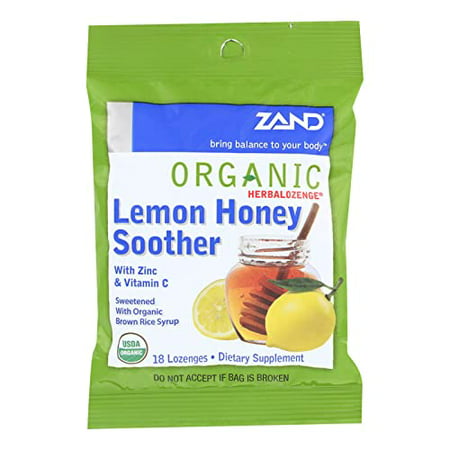 ZAND Immunity Organic Lemon Honey HerbaLozenge | Immune Support Throat Drops W/ Vitamin C & Zinc | 1 Bag  18 Lozenges