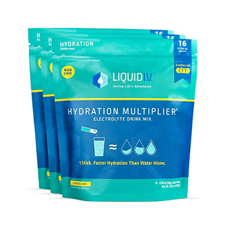 Liquid I.V. Hydration Multiplier - Lemon Lime - Hydration Powder Packets | Electrolyte Drink Mix | Easy Open Single-Serving Stick | Non-GMO | 48 Stick