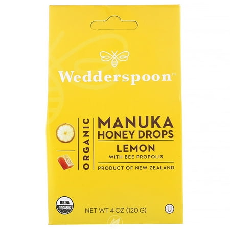 (2 Pack) Wedderspoon Organic Manuka Honey Drops Lemon 4oz