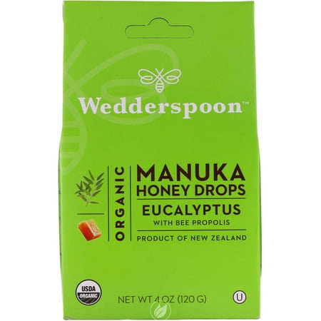 (3 Pack) Wedderspoon Organic Manuka Honey Drops Eucalyptus 4oz