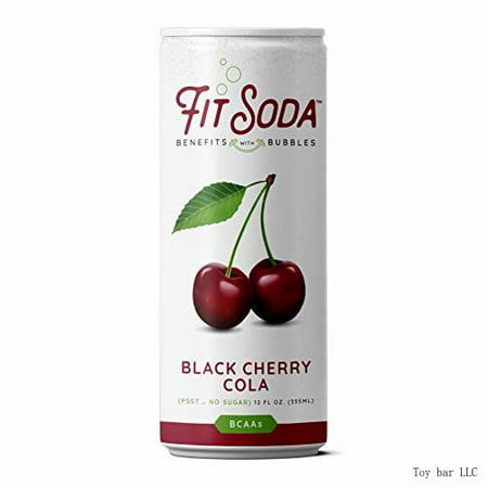 FIT SODA ORIGINAL - Black Cherry Cola Zero Calorie Recovery Soda  Hydrating Electrolytes & Bcaas for Energy  Great Flavor  No Sugar  Caffeine-Free  Gl