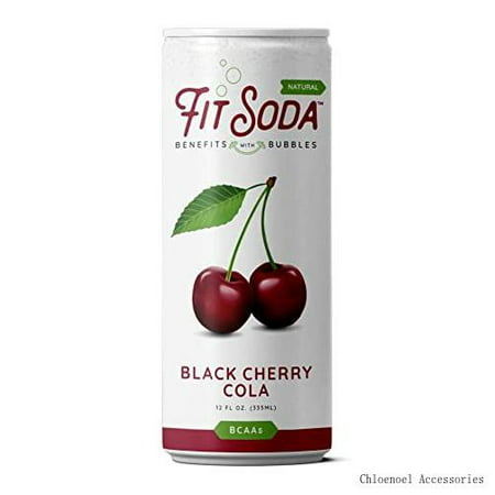 FIT SODA NATURAL - Black Cherry Cola Zero Calorie ALL NATURAL Soda  Hydrating Electrolytes & Bcaas for Energy  Great Flavor  No Sugar  Caffeine-Free  