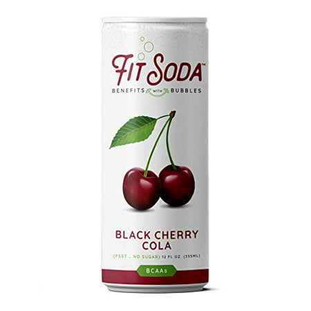 FIT SODA ORIGINAL - Black Cherry Cola Zero Calorie Recovery Soda  Hydrating Electrolytes & Bcaas for Energy  Great Flavor  No Sugar  Caffeine-Free  Gl