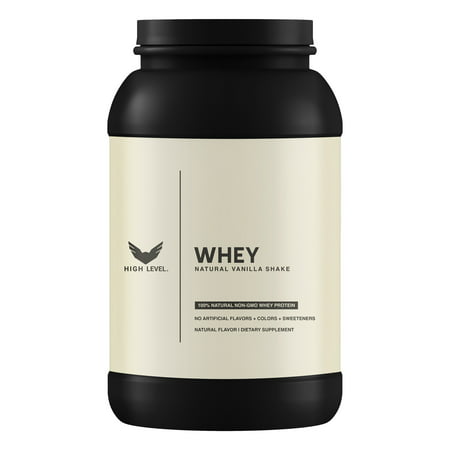 High Level Natural Whey Protein Powder | Vanilla Shake with Stevia | 24g Protein | 2 Lb  Ultra Filtered Non-GMO | Digestive Enzymes for Absorption | N