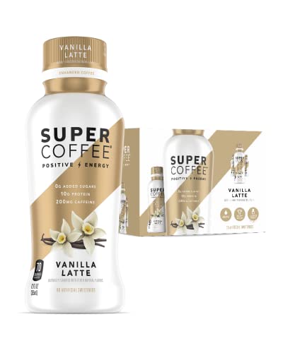 Super Coffee, Iced Keto Coffee (0g Added Sugar, 10g Protein, 70 Calories) [Vanilla Latte] 12 Fl Oz, 6 Pack | Iced Coffee, Protein Coffee, Coffee Drink