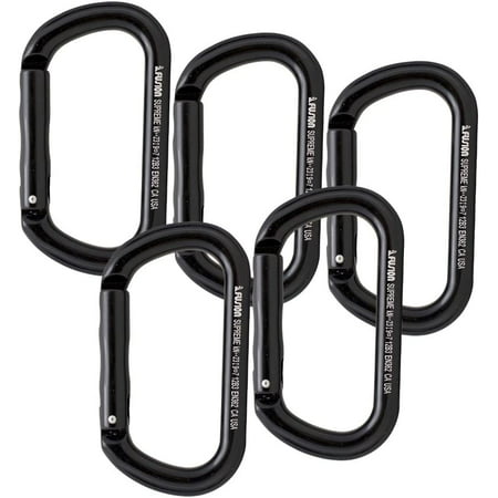 Supreme II Aluminum Oval-Shape Carabiner 5-Pack Black One Size (FP-9318-BLK-5P)