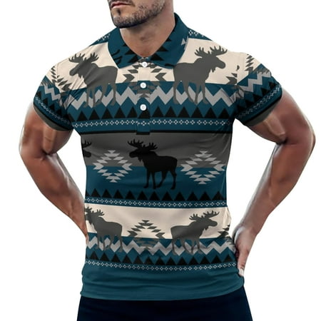 GWAABD Habit Fishing Shirt Mens Spring and Summer Fashion Retro 3D Digital Printing Button Lapel Short Sleeve Shirt Shirt